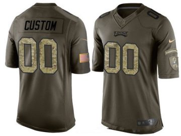 Custom Philadelphia Eagles Olive Camo Salute To Service Veterans Day Football Limited Jersey