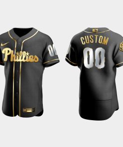 Custom Philadelphia Phillies Golden Edition Flex Base Jersey Black