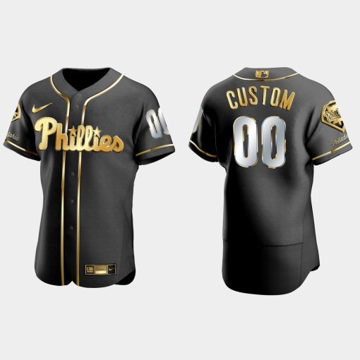 Custom Philadelphia Phillies Golden Edition Flex Base Jersey Black