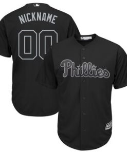 Custom Philadelphia Phillies 2019 Players' Weekend Cool Base Roster Black Jersey