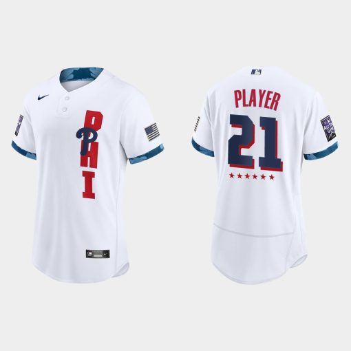 Custom Philadelphia Phillies 2021 All-star Game Flex Base Jersey White