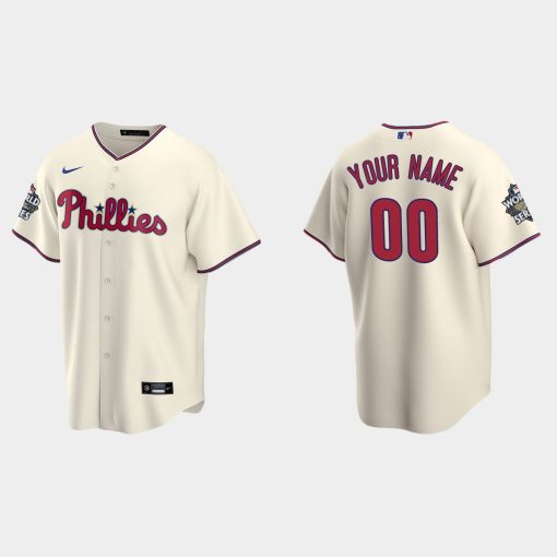 Custom Philadelphia Phillies 2022 World Series Cream Cool Base Jersey