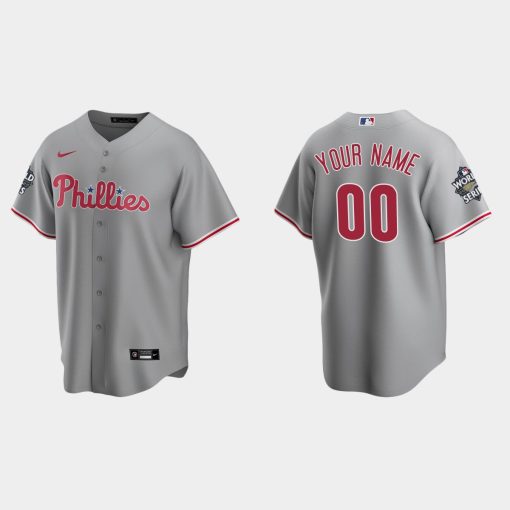 Custom Philadelphia Phillies 2022 World Series Gray Cool Base Jersey