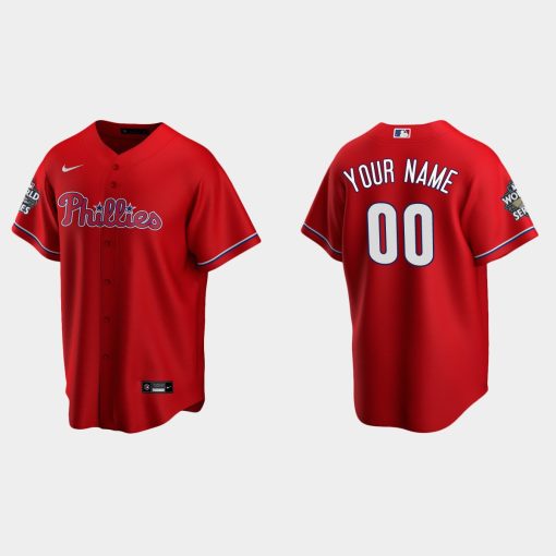 Custom Philadelphia Phillies 2022 World Series Red Cool Base Jersey