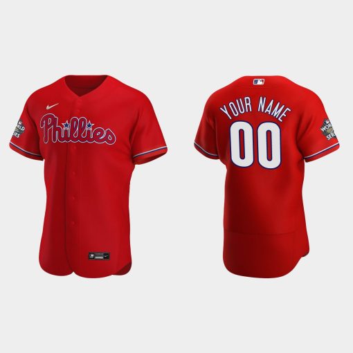 Custom Philadelphia Phillies 2022 World Series Red Flex Base Jersey