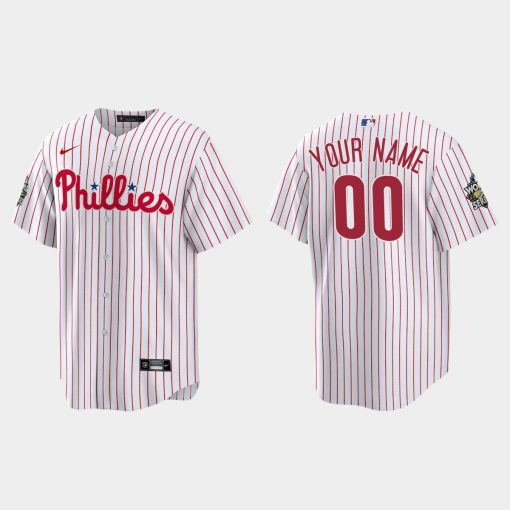 Custom Philadelphia Phillies 2022 World Series White Cool Base Jersey