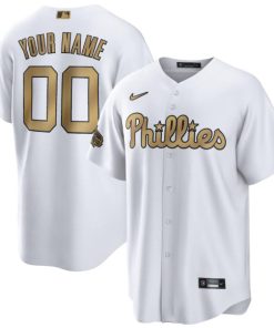 Custom Philadelphia Phillies Active Player White 2022 All-star Cool Base Stitched Baseball Jersey