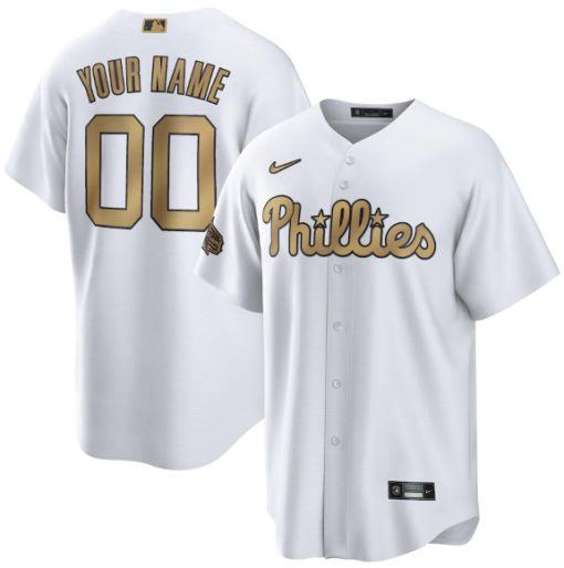 Custom Philadelphia Phillies Active Player White 2022 All-star Cool Base Stitched Baseball Jersey