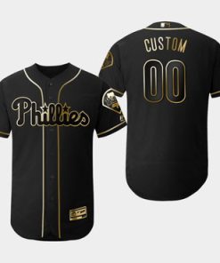 Custom Philadelphia Phillies Black Gold Flexbase Jersey