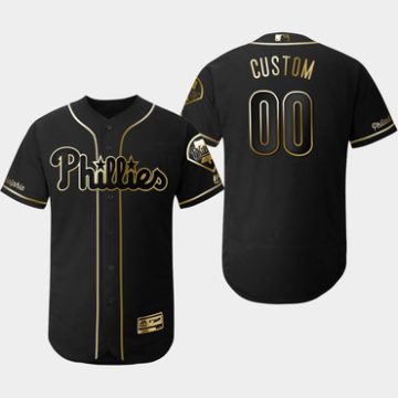 Custom Philadelphia Phillies Black Gold Flexbase Jersey