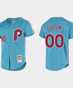 Custom Philadelphia Phillies Cooperstown Collection Flex Base Jersey Light Blue