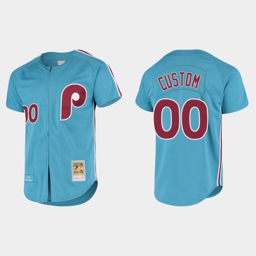 Custom Philadelphia Phillies Cooperstown Collection Flex Base Jersey Light Blue