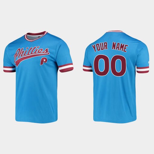 Custom Philadelphia Phillies Cooperstown Collection Stitches Jersey Light Blue