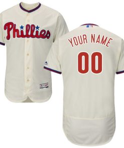 Custom Philadelphia Phillies Cream Stitched Flex Base Jersey