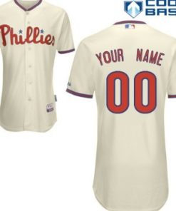 Custom Philadelphia Phillies Cream Jersey