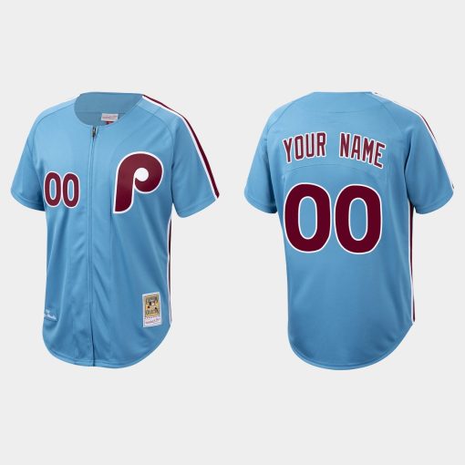 Custom Philadelphia Phillies Flex Base Cooperstown Collection Jersey Light Blue