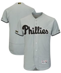 Custom Philadelphia Phillies Gray 2018 Memorial Day Collection Flex Base Team Jersey