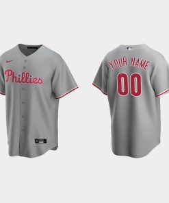 Custom Philadelphia Phillies Gray Cool Base Road Jersey