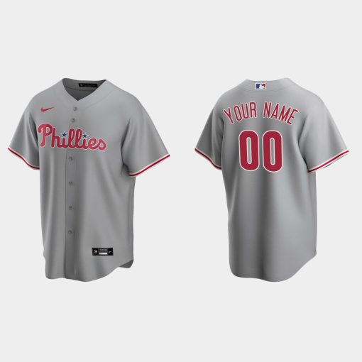 Custom Philadelphia Phillies Gray Cool Base Road Jersey