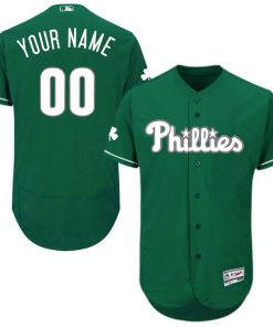 Custom Philadelphia Phillies Green Stitched Flex Base Jersey