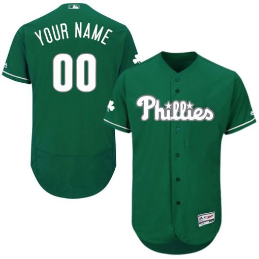 Custom Philadelphia Phillies Green Stitched Flex Base Jersey