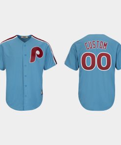 Custom Philadelphia Phillies Light Blue Cooperstown Player Cool Base Jersey