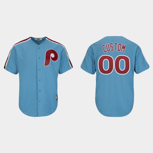 Custom Philadelphia Phillies Light Blue Cooperstown Player Cool Base Jersey