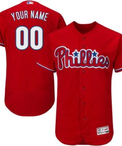 Custom Philadelphia Phillies Stitched Flex Base Red Jersey