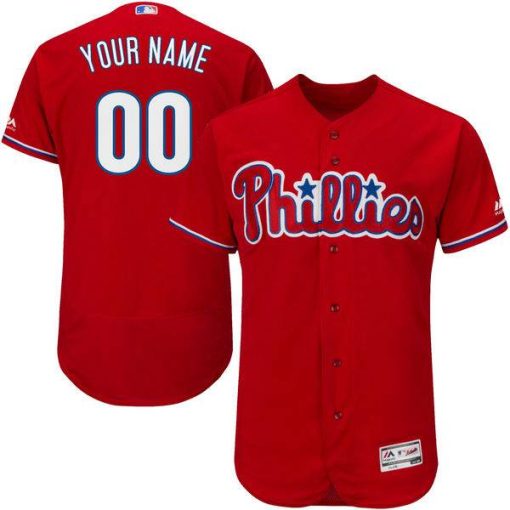 Custom Philadelphia Phillies Stitched Flex Base Red Jersey