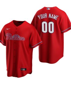 Custom Philadelphia Phillies Red Stitched Cool Base Jersey