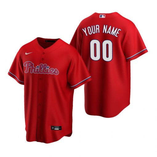 Custom Philadelphia Phillies Red Stitched Cool Base Jersey