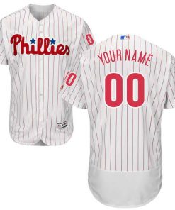 Custom Philadelphia Phillies Stripe White Stitched Flex Base Jersey