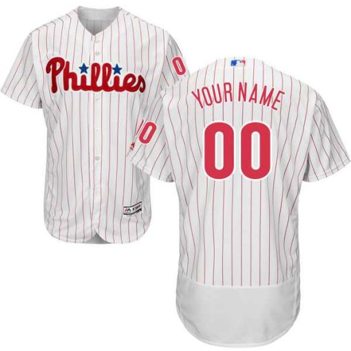 Custom Philadelphia Phillies Stripe White Stitched Flex Base Jersey