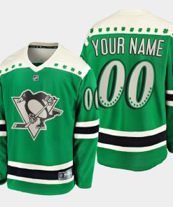 Custom Pittsburgh Penguins 2021 St Patrick's Day Green Jersey