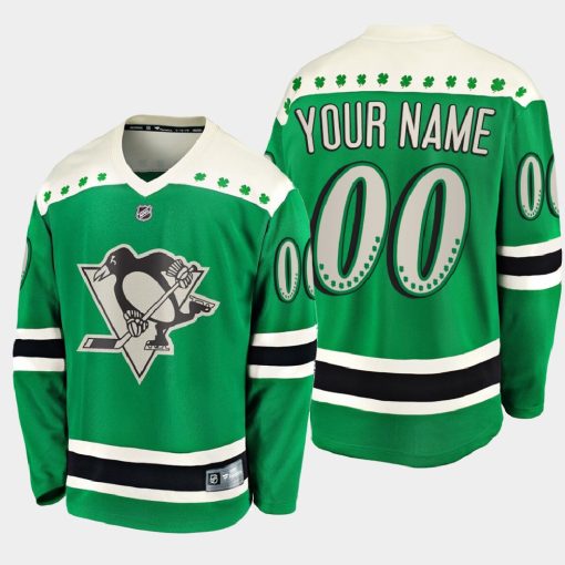 Custom Pittsburgh Penguins 2021 St Patrick's Day Green Jersey