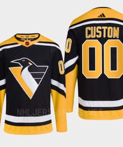 Custom Pittsburgh Penguins 2022 Reverse Retro 20 Black Primegreen Jersey