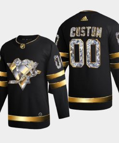 Custom Pittsburgh Penguins 2022 Stanley Cup Playoffs Black Diamond Edition Jersey