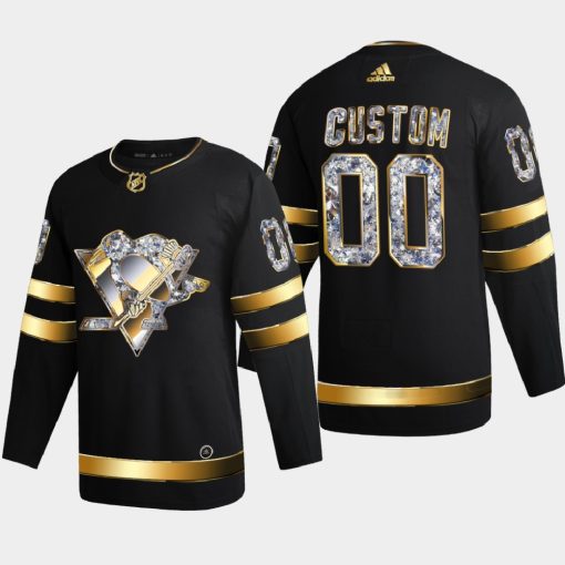 Custom Pittsburgh Penguins 2022 Stanley Cup Playoffs Black Diamond Edition Jersey