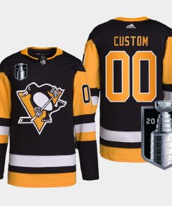 Custom Pittsburgh Penguins 2022 Stanley Cup Playoffs Black Pro Jersey
