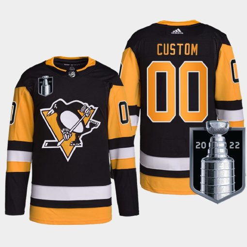 Custom Pittsburgh Penguins 2022 Stanley Cup Playoffs Black Pro Jersey