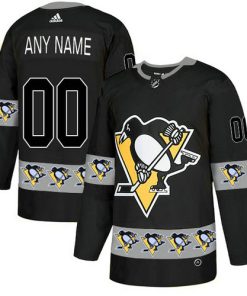 Custom Pittsburgh Penguins Black Team Logos Fashion Jersey