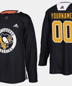 Custom Pittsburgh Penguins Home Practice Player Black Jersey