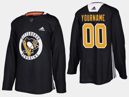 Custom Pittsburgh Penguins Home Practice Player Black Jersey