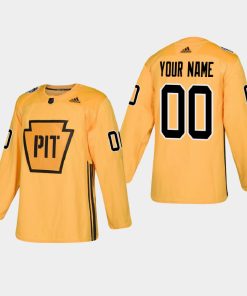 Custom Pittsburgh Penguins Practice Gold Jersey