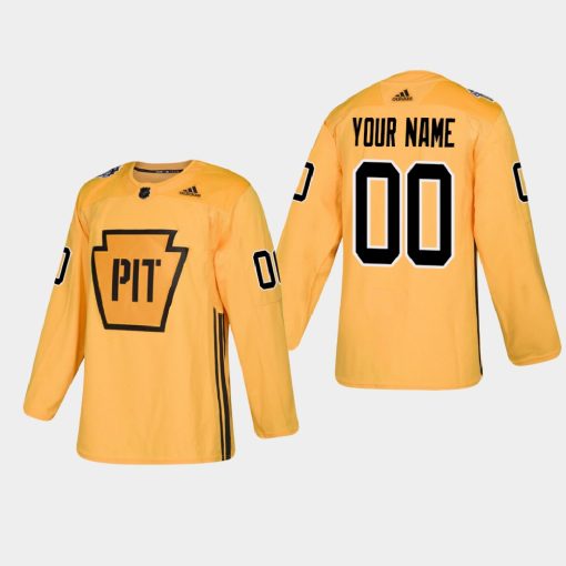 Custom Pittsburgh Penguins Practice Gold Jersey