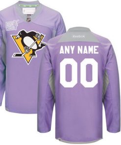 Custom Pittsburgh Penguins Purple Pink Hockey Fights Cancer Practice Jersey