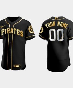 Custom Pittsburgh Pirates Golden Edition Flex Base Jersey Black