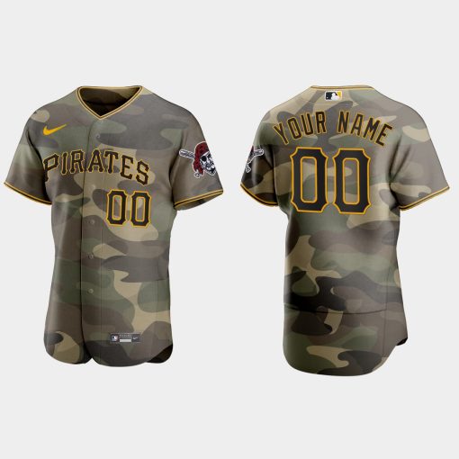 Custom Pittsburgh Pirates 2021 National Armed Forces Day Flex Base Jersey Camo