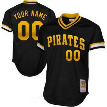 Custom Pittsburgh Pirates Black Mesh Batting Practice Throwback Cooperstown Collection Baseball Jersey