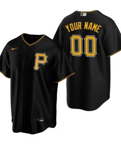 Custom Pittsburgh Pirates Black Stitched Cool Base Jersey